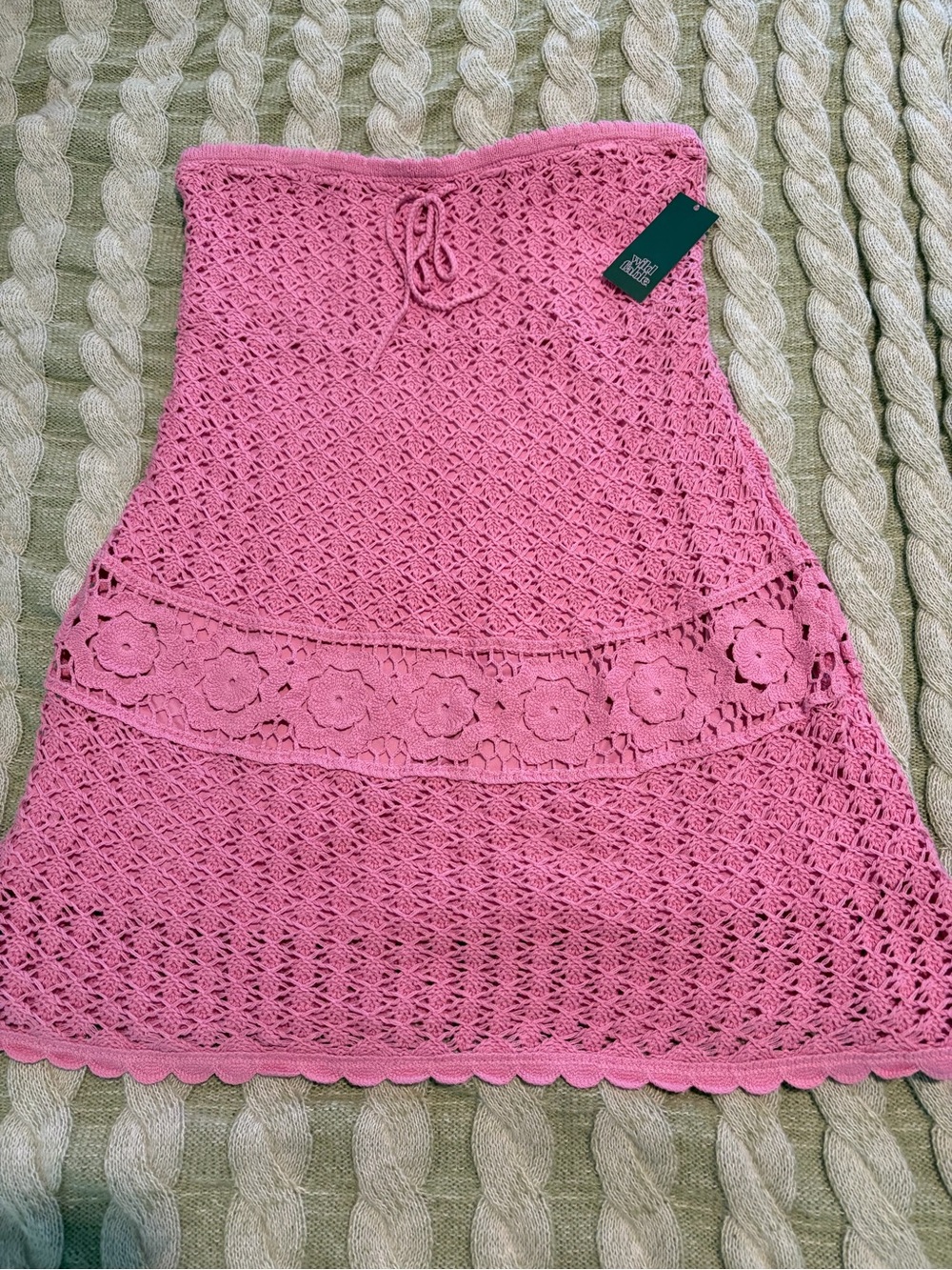 Cute Pink Crochet Swim Cover-Up